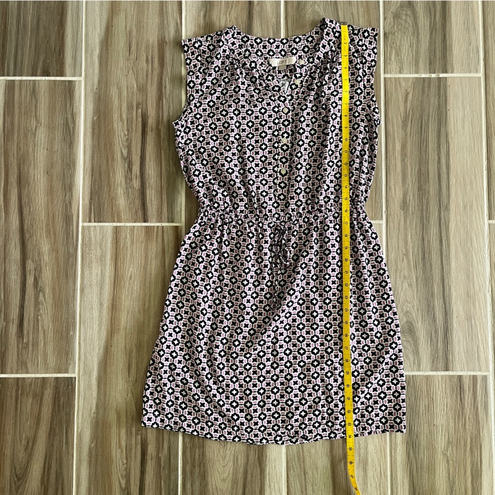 Ann Taylor LOFT | Light Purple & Navy Blue Geometric Dress | Women’s small